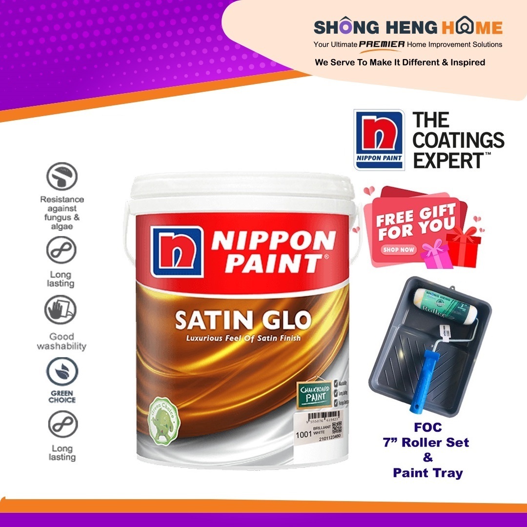 15 Litres Nippon Paint Interior Wall [Satin Glo] PM Color