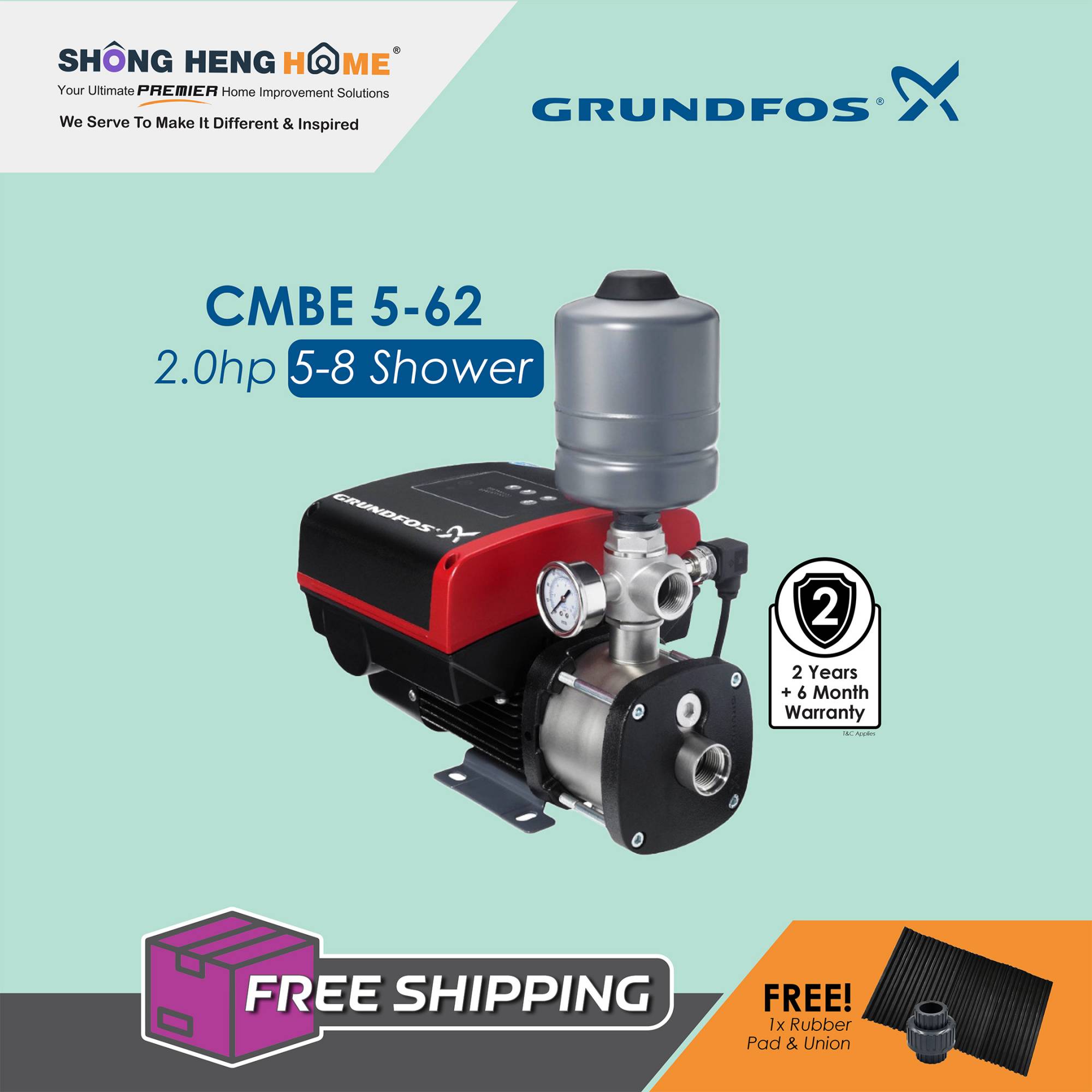 Grundfos CMBE562 Home Water Pressure Booster Pump (2.0HP)+ Extra Free Gift