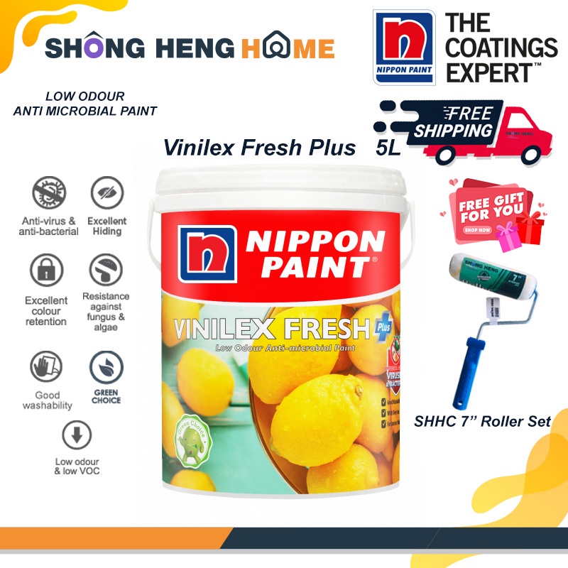 5L Nippon Paint Vinilex Fresh Plus Interior Wall Color Option