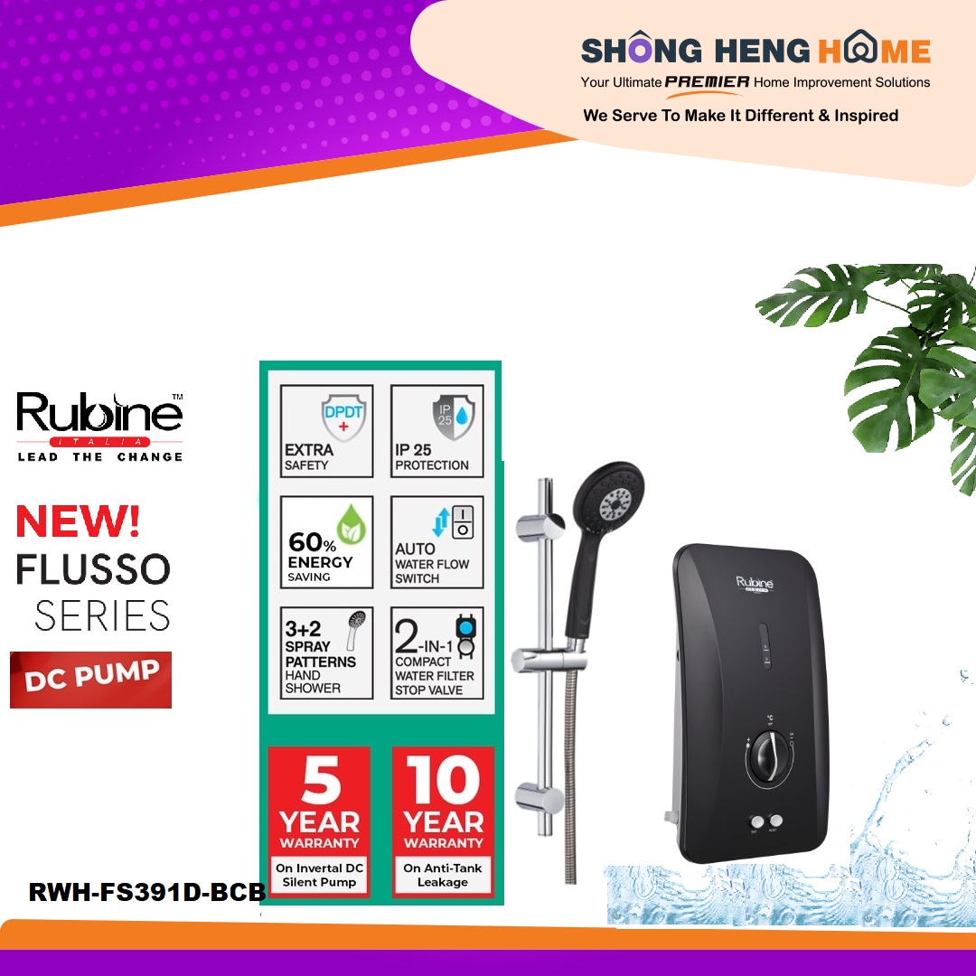 Rubine RWH-FS391D-BCB Flusso Water Heater with Pump (DC Inverter Pump)